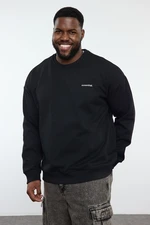 Trendyol Black Crew Neck Oversize/Wide Cut Polar Fleece Inside Plus Size Sweatshirt