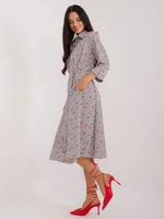 White midi shirt dress with cherry patterns