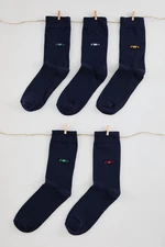 Trendyol Navy Blue Unisex 5 Pack Car Embroidered Cotton Sock-Long Socks