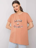 Brown women's T-shirt with inscription