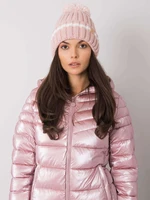 Women's warm hat in light pink color