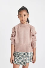 DEFACTO Girl Beige Standard Fit Crew Neck Knitwear Sweater