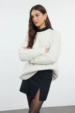 Trendyol Stone Crew Neck Hair Knitted Sweater