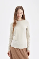 DEFACTO Crew Neck Long Sleeve Basic Plain T-Shirt Tunic