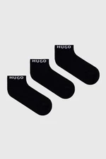 Ponožky HUGO 3-pack pánské, černá barva, 50480217