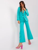 Turquoise elegant blazer with button closure