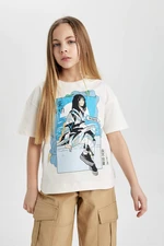 DEFACTO Girl Oversize Fit Printed Short Sleeve T-Shirt