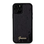 Zadní kryt Guess Sequin Script Logo pro Apple iPhone 12/12 Pro, černá