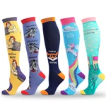 2022 New Cartoon Anime Pattern Compression Socks Unisex Outdoor Running Stockings 15-20mmHg Varicose Vein Diabetes Medical Care