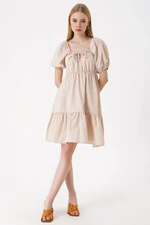 Bigdart 2351 Flared Poplin Dress - Beige