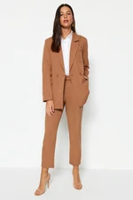 Trendyol Camel Blazer Jacket-Pants Woven Top-Bottom Set