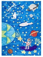 Dětský kusový koberec Bambino 2265 Rocket Space blue-80x150