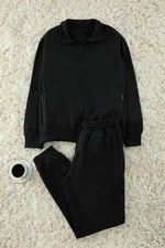 Trendyol Black Regular Cut Zippered Basic Tracksuit