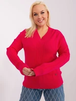 Fuchsia women's sweater in larger size with cuffs