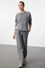 Trendyol Anthracite Washed Wide Leg/Flare Flexible Knitted Sweatpants