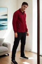 51357 Dewberry Plus Size Mens Tracksuit Set-BORDEAUX