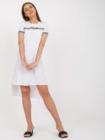 Casual white dress with an asymmetrical cut