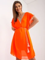 Fluo orange airy summer dress one size