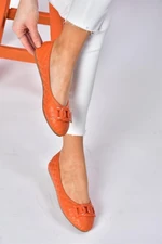 Fox Shoes P250005209 Women's Orange Quilted Buckle Daily Womens Flats