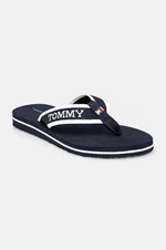 Žabky Tommy Hilfiger HILFIGER WEBBING POOL SLIDE dámské, tmavomodrá barva, na plochém podpatku, FW0FW07859