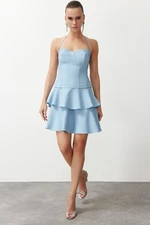 Trendyol Light Blue A-Line Woven Short Elegant Evening Dress