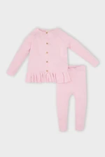 DEFACTO Baby Girl 2-Piece Set Long Sleeve Buttoned Sweater Elastic Waist Knitwear Bottom