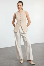 Trendyol Beige Fitted Round Neck Woven Vest