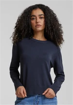 Women's knitted sweater with round neckline navy