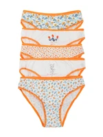 Ecru-orange women's briefs with print 5-pack