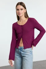 Trendyol Plum More Sustainable Body-Smooth Buttoned Long Sleeve Ribbed Flexible Knit Blouse