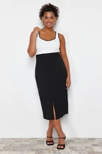 Trendyol Curve Black High Waist Midi Woven Skirt