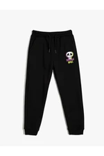 Koton Sweatpants with Waist Tie and Skull Print Detail and Pockets