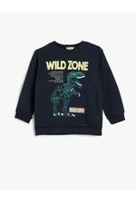 Koton Dinosaur Sweatshirt with Crew Neck Long Sleeve