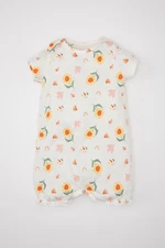 DEFACTO Baby Girl Newborn Floral Combed Cotton Short Sleeve Jumpsuit