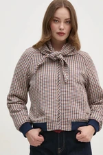 Bunda s prímesou vlny Pepe Jeans BRIDGET béžová farba, prechodná, oversize, PL402466