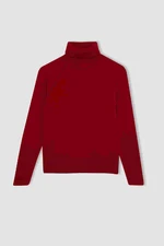 DEFACTO Girl's Red Turtleneck Basic Plain Knitwear Sweater