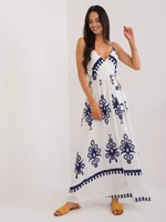 Dark blue and white long summer dress