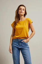 Mustard T-shirt with round neckline