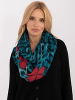 Women's blue scarf with animal motif