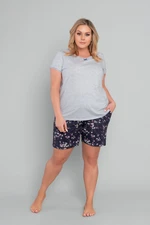 Women's pyjamas Celestina, short sleeves, shorts - light melange/print