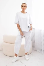 Women's set blouse + trousers - white