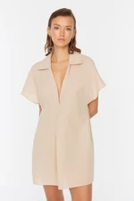 Trendyol Beige Linen Look Beach Dress