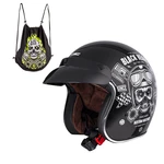 Moto přilba W-TEC Black Heart Kustom  Skull, černá lesk  XS (53-54)