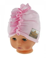 Baby Nellys Jarní/podzimní bavlněná čepice - turban, sv. růžová, vel. 68-74 (6-9m)