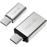 Adaptér USB 3.0 LogiLink [1x USB-C™ zástrčka - 1x micro USB 2.0 zásuvka B, USB 3.2 gen. 1 zásuvka A] stříbrná