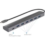 USB 3.1 Gen 1 hub Renkforce 6 + 1 port, s proudovou přípojkou Pass-Through, s hliníkovým krytem, 35 mm, stříbrná