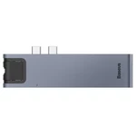 USB Hub Baseus USB-C/2x USB 3.0, USB-C PD, HDMI, RJ45, SD, Micro SD, pro MacBook Pro (CAHUB-L0G) sivý thunderbolt • 7 v 1 • pripojenie cez USB-C port 