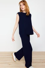 Trendyol Navy Blue Relaxed Cut Basic Knitwear Bottom-Top Set