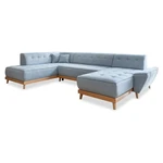 Jasnoniebieska rozkładana sofa w kształcie litery "U" Miuform Dazzling Daisy, lewostronna