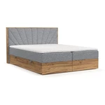 Szaro-naturalne łóżko boxspring ze schowkiem 180x200 cm Asahi – Maison de Rêve